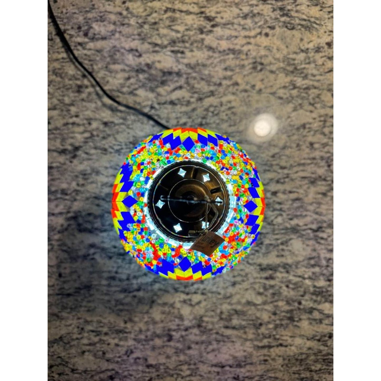 Handmade mosaic lamp, colorful geometric design