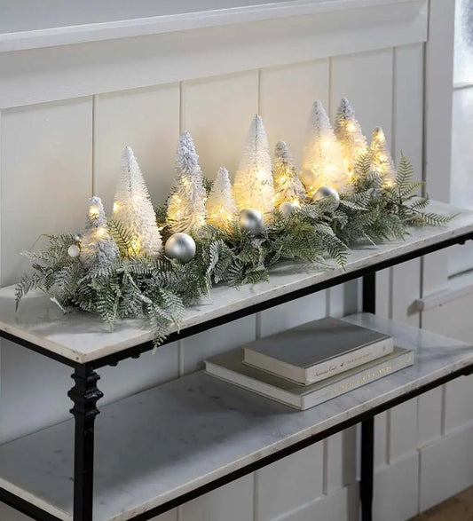 Lighted Centerpiece with Bottle Brush Trees
