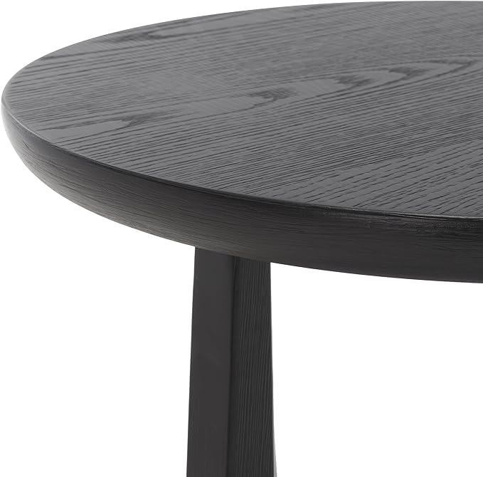 Close-up of the SAFAVIEH Sasha Accent Table, highlighting the black oak veneer finish and sleek design.