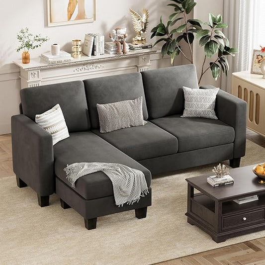 VICTONE Convertible Sectional Sofa in a cozy living room setting, showcasing its L-shaped design